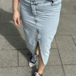 My Essential Wardrobe Louis Wrap Skirt Light Blue Retro