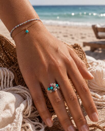 IBU Jewels Stone Bunch Ring RN – Justerbar ring med halvedelstener