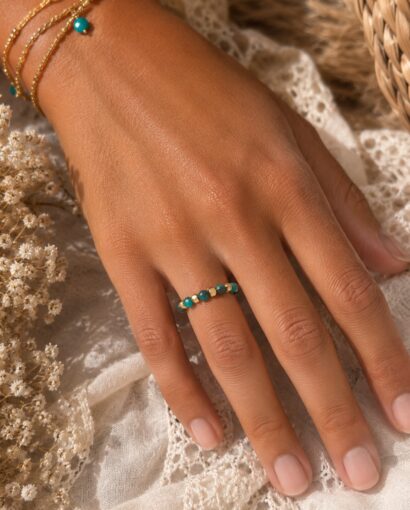 IBU Jewels Ring Bold Apatite Multi RU – Håndlaget ring med apatitt og perler