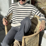 Selected Femme Ras Stripe Knit High Neck