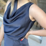Noe Noir Merle Heavy Sateen Top Midnight Blue