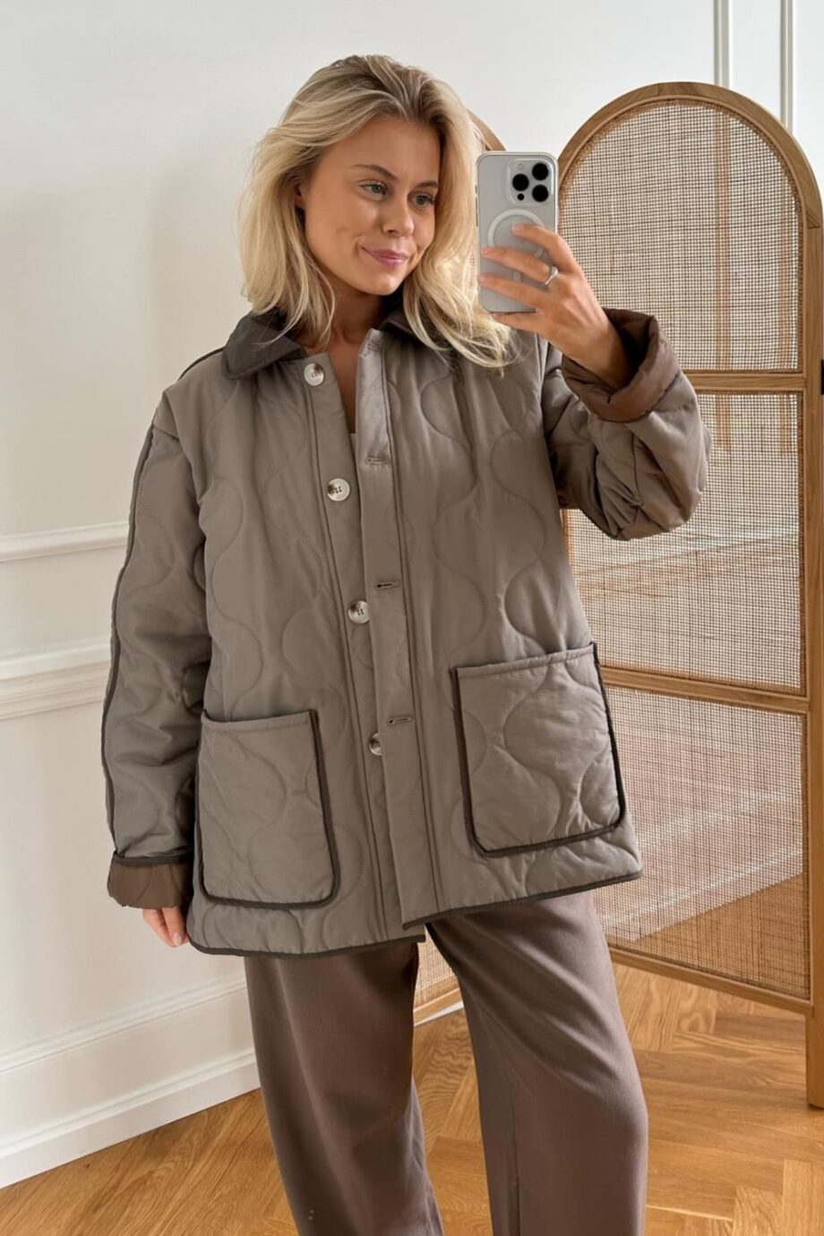 BY IC Josie Quilted Jacket Army/Brown