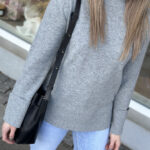 YAS Emilie Highneck Knit Light Grey