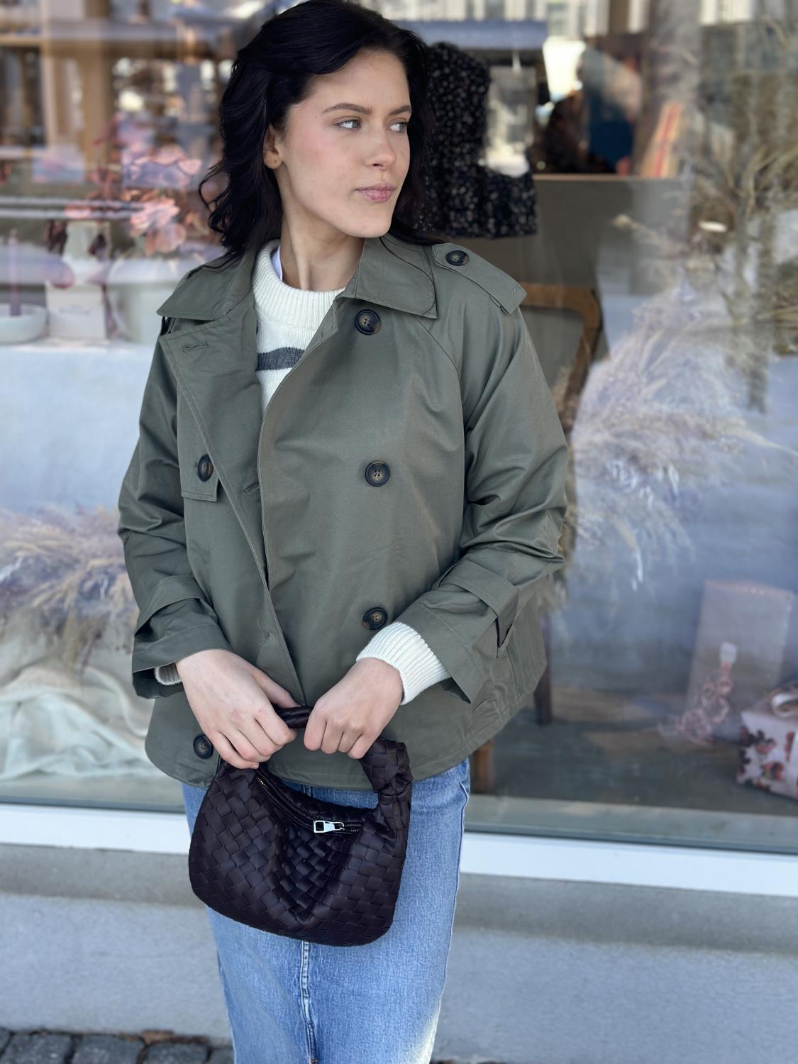 My Essential Wardrobe Mira Short Trenchcoat Dusty Olive