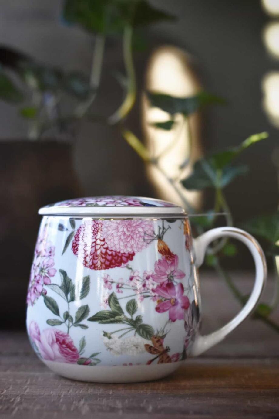 Trend Design Krus m lokk og sil, gaveeske, rosa blomster