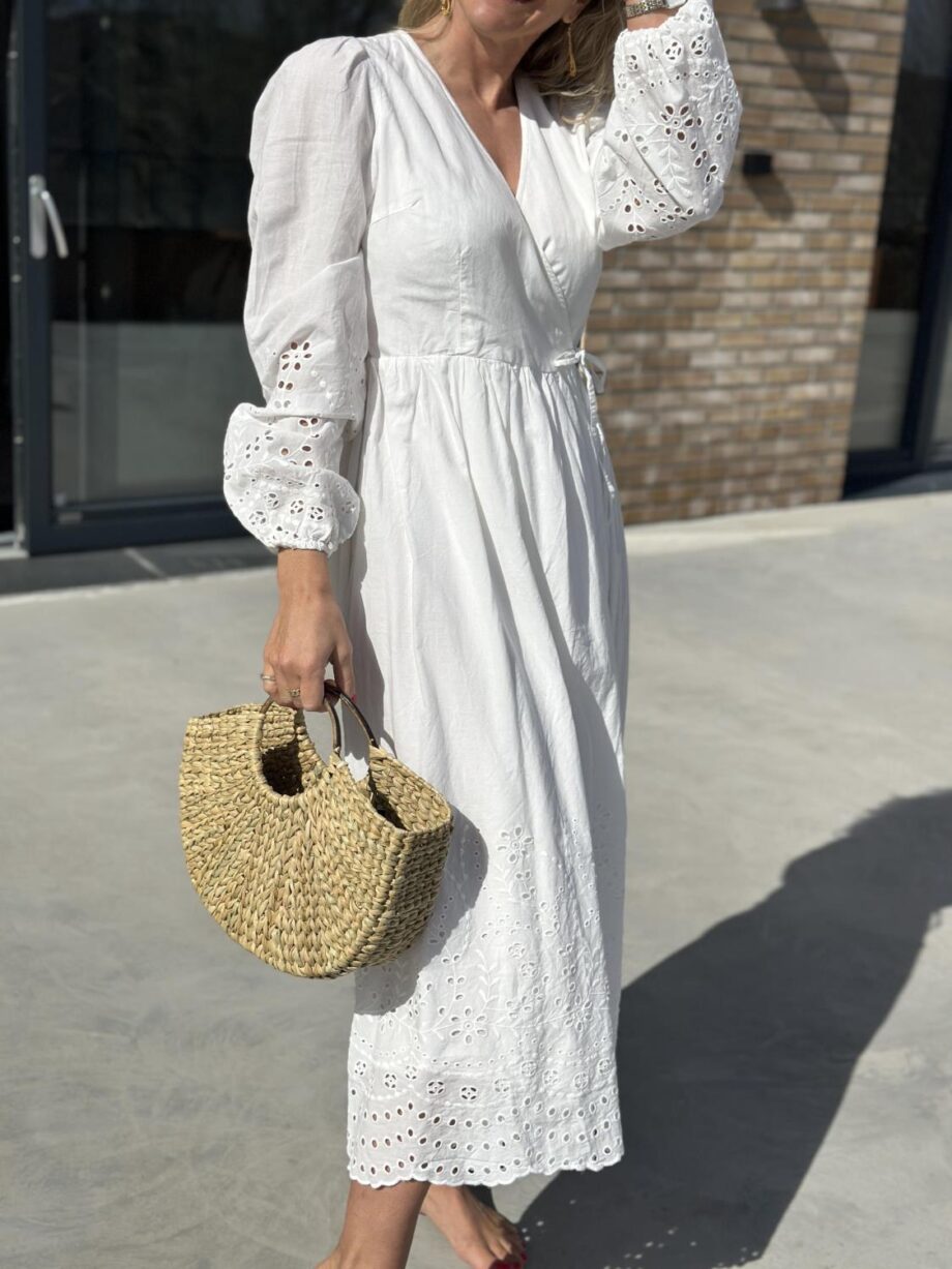 YAS Luma Long Wrap Dress White