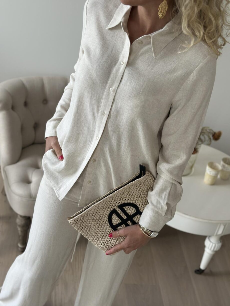 Selected Femme Gulia Long Linen Pant Sandshell