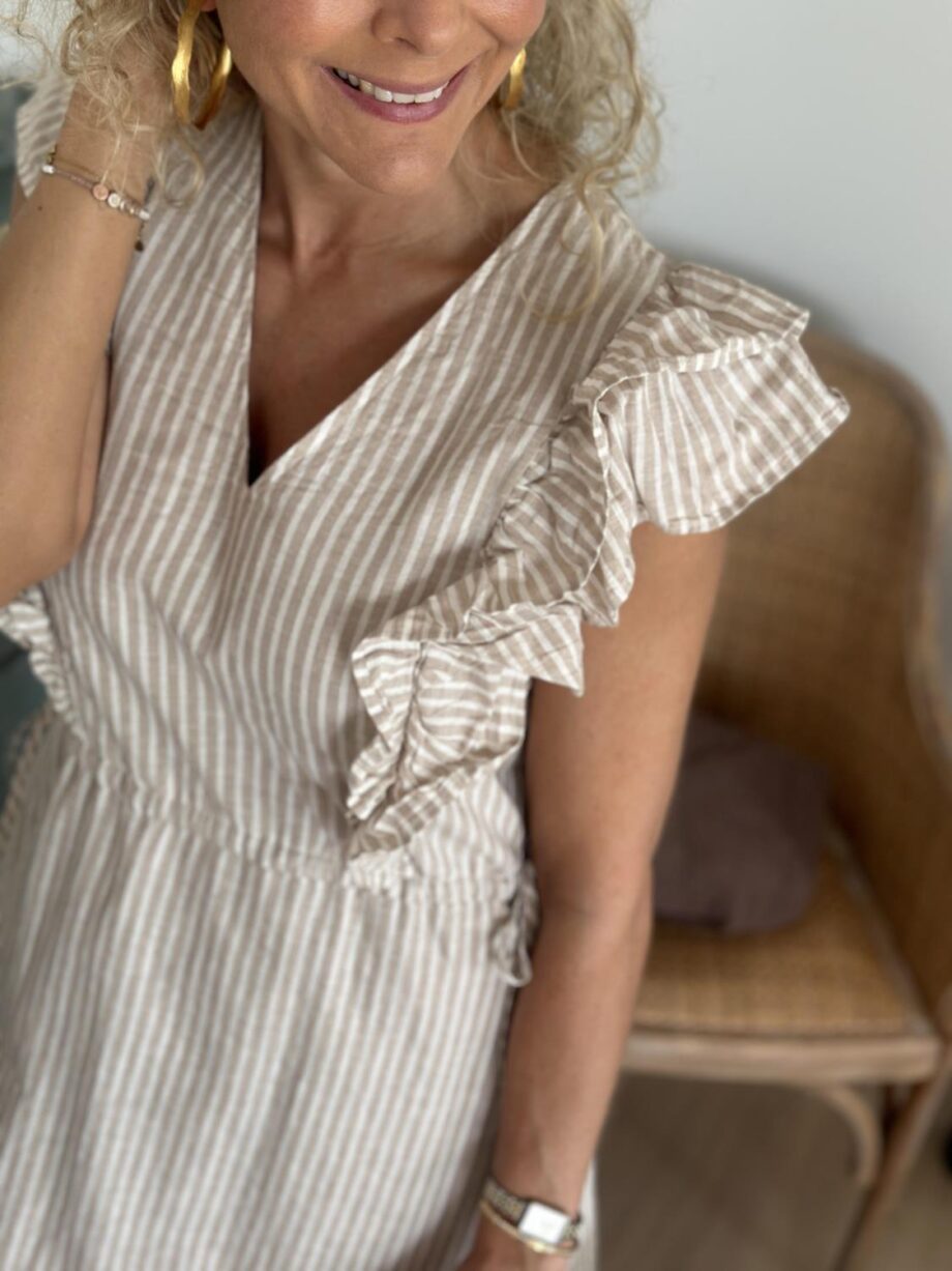 Selected Femme Hillie Striped Ankle Linen Dress