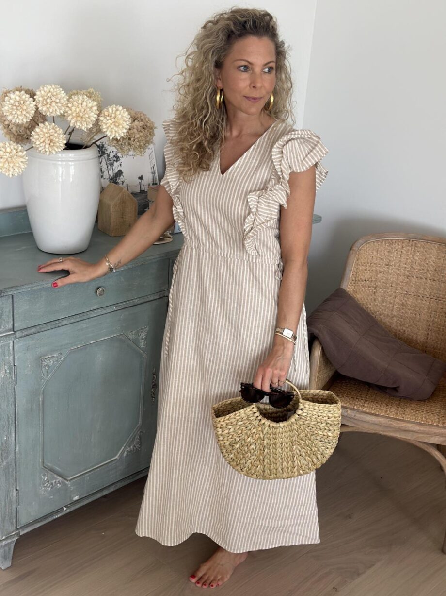 Selected Femme Hillie Striped Ankle Linen Dress