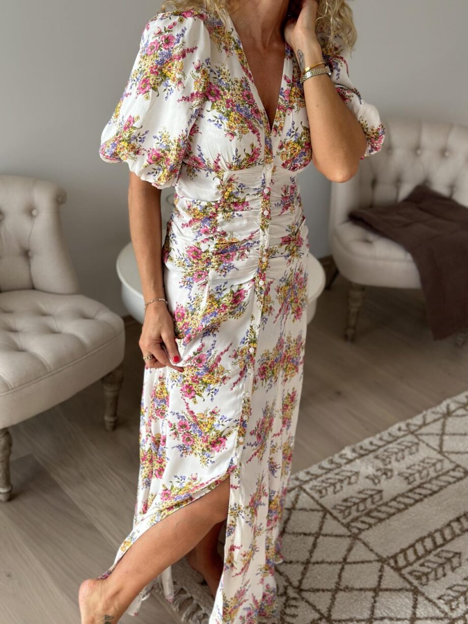 byTiMo Crepe Satin Rouching Gown Bright Bouquet