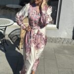 Neo Noir Nova Paisley Border Dress Light Pink