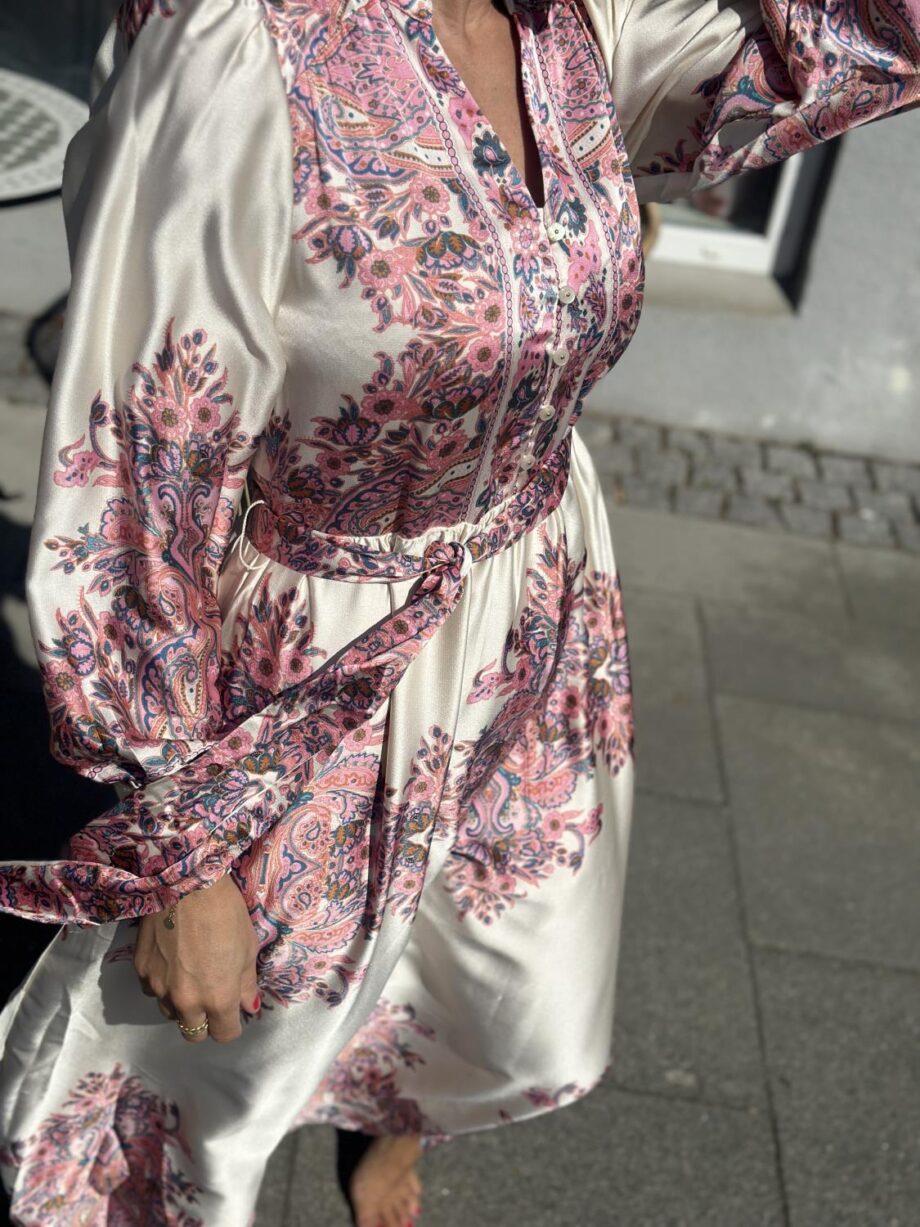 Neo Noir Nova Paisley Border Dress Light Pink