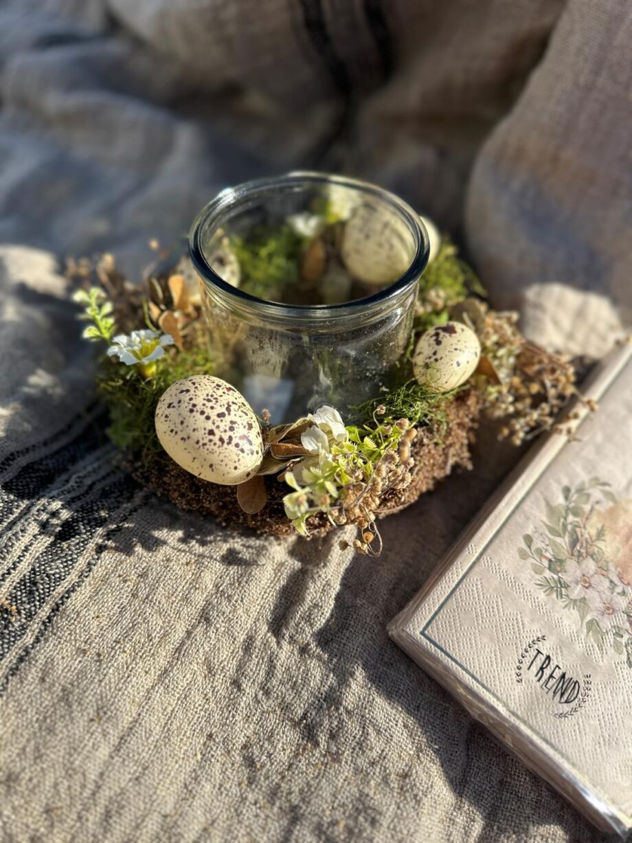 Chic Antique Hurricane med blomsterkrans