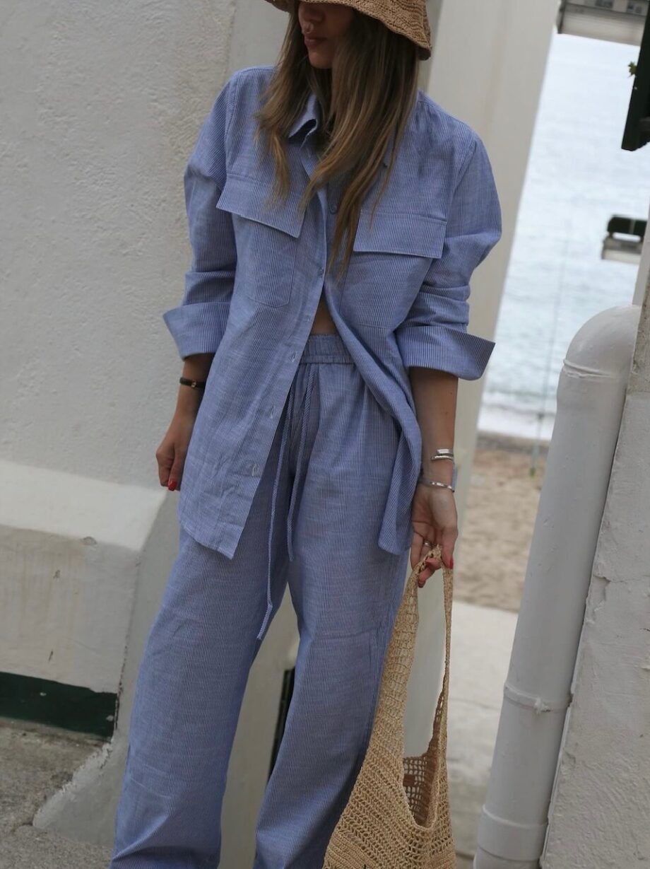My Essential Skye Wide Pant Blue Striped