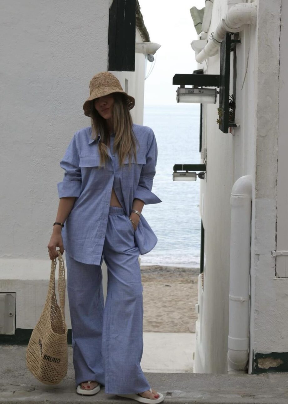 My Essential Skye Wide Pant Blue Striped