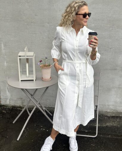 YAS Flaxy Linen Shirt Dress White