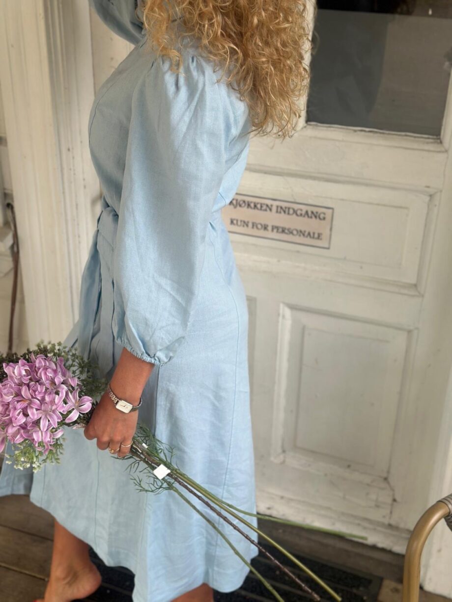 YAS Flaxy Dress Linen Dress Clear Blue