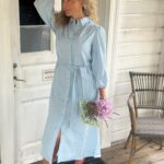 YAS Flaxy Dress Linen Dress Clear Blue