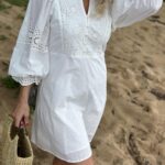 YAS Pio 3/4 Dress Star White