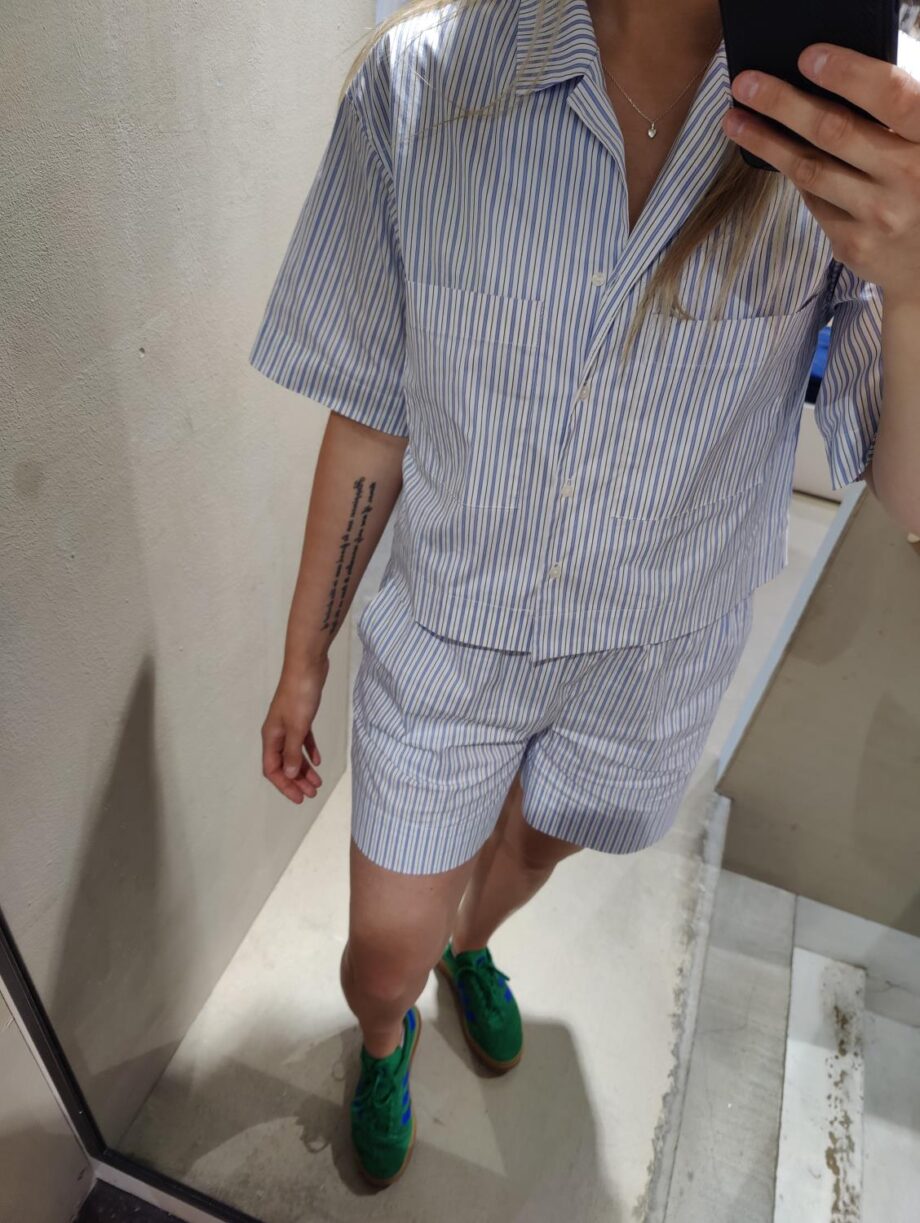 Neo Noir Shady Stripe Shorts Light Blue