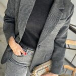 Selected Femme Bex Oversixed Blazer Dark Grey/Check