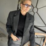 Selected Femme Bex Oversixed Blazer Dark Grey/Check