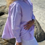 Neo Noir Dalma Stripe Stone Shirt Rose Glitter
