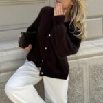 BY IC Ida Cardigan Dark Brown