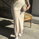 Neo Noir Vicky Structure Skirt Smoke Green