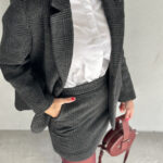 Selected Femme Bex Hw Mini Skirt Dark Grey/Check