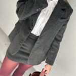 Selected Femme Bex Hw Mini Skirt Dark Grey/Check