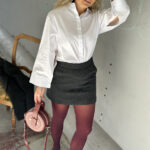 Selected Femme Bex Hw Mini Skirt Dark Grey/Check