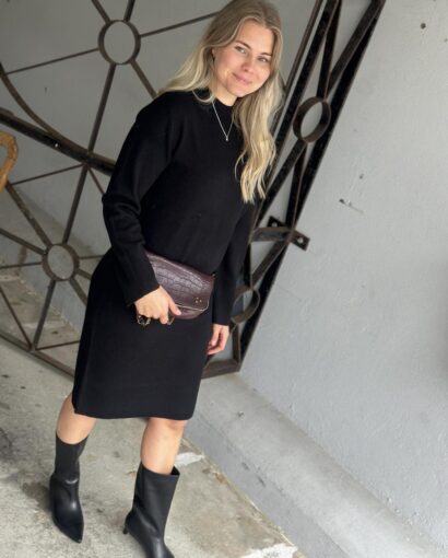 YAS Emilie Funnel Knit Dress Black