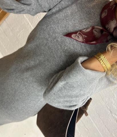 YAS Emilie Funnel Knit Dress Grey