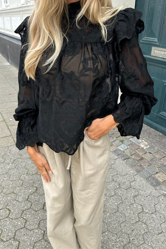 BY IC Ellinor Lace Shirt Vintage Black