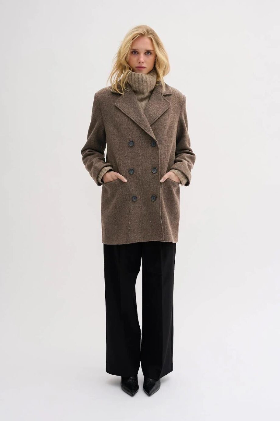 My Essential Wardrobe Frannie Short Coat Seal Brown