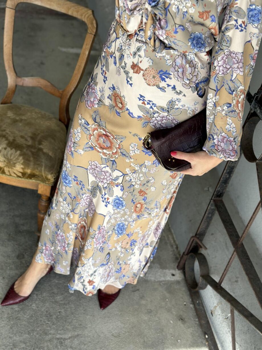 byTiMo Satin Ruffle Blouse Botanical Garden