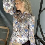byTiMo Satin Ruffle Blouse Botanical Garden