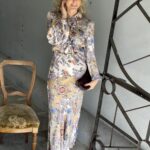 byTiMo Satin Ruffle Blouse Botanical Garden