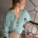 Neo Noir Esmee Small Stripe Blouse Green