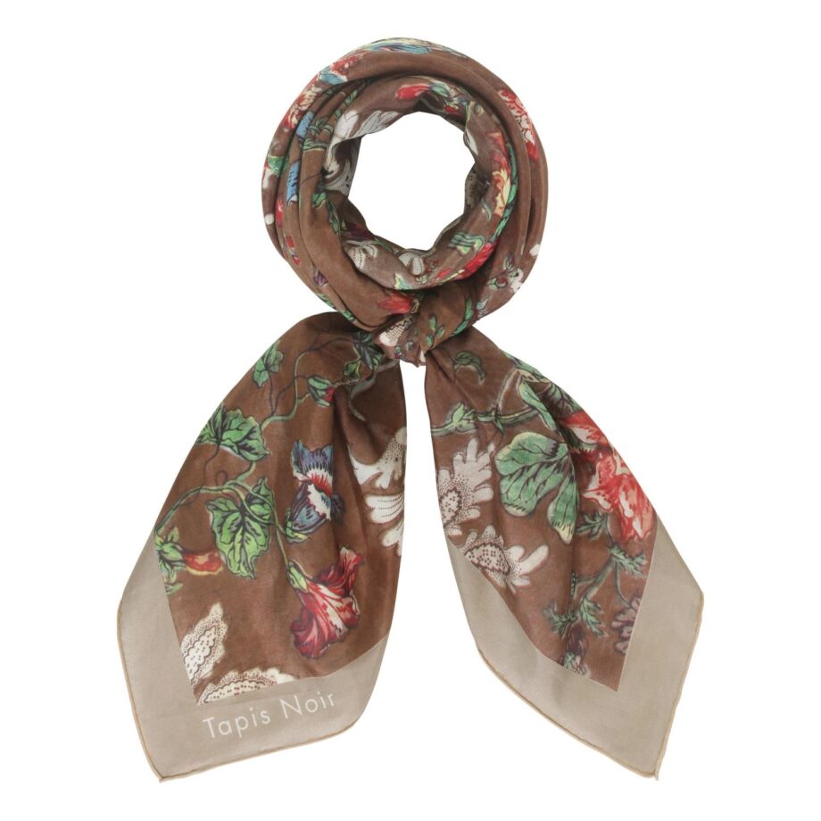 Tapis Noir Large Light Brown Flower Scarf