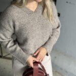 Selected Femme Alva Melange Knit V-Neck