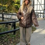 BY IC Uma Quilted Jacket Chocolate Brown