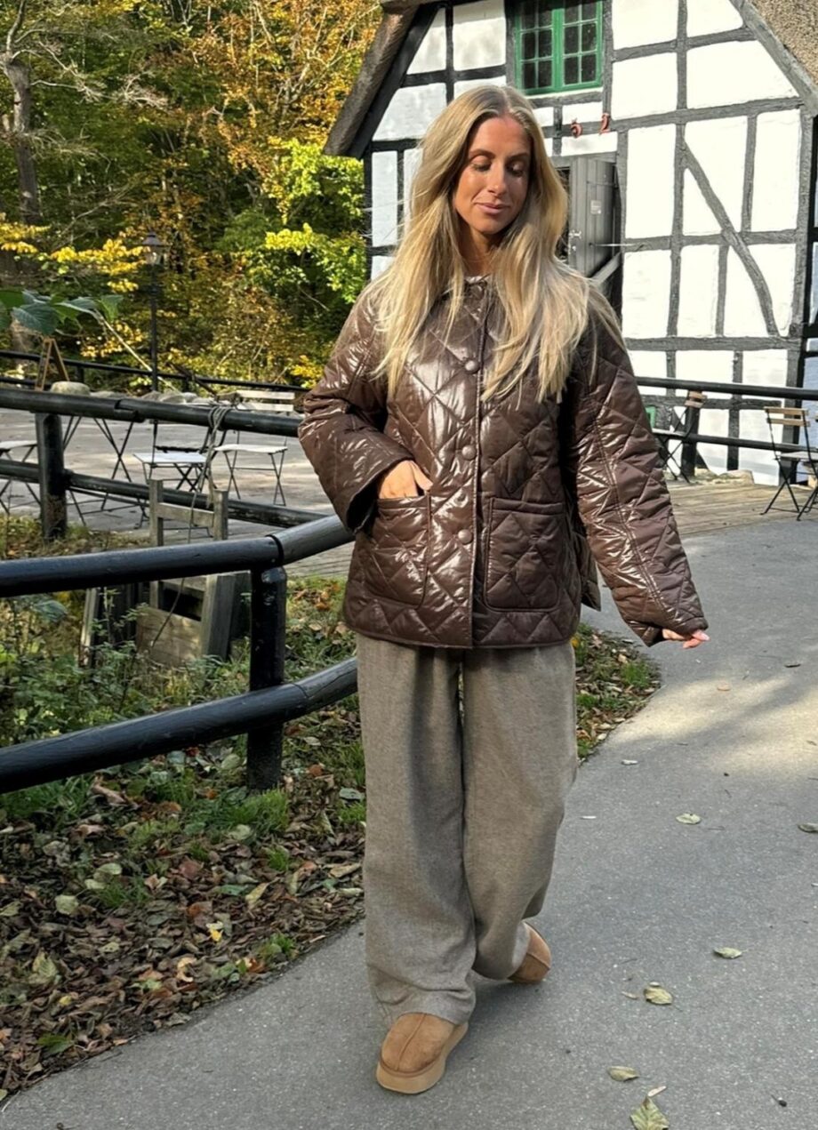 BY IC Uma Quilted Jacket Chocolate Brown