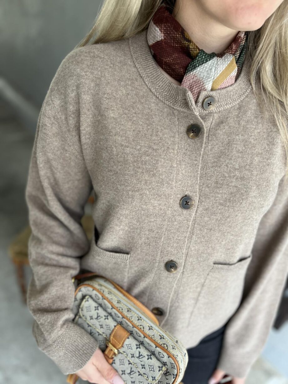 YAS Anni Knit Cardigan Taupe Gray
