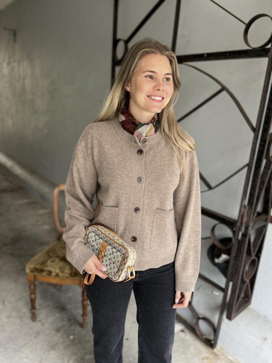 YAS Anni Knit Cardigan Taupe Gray