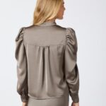 Neo Noir Rosslyn Heavy Satin Blouse Warm Grey