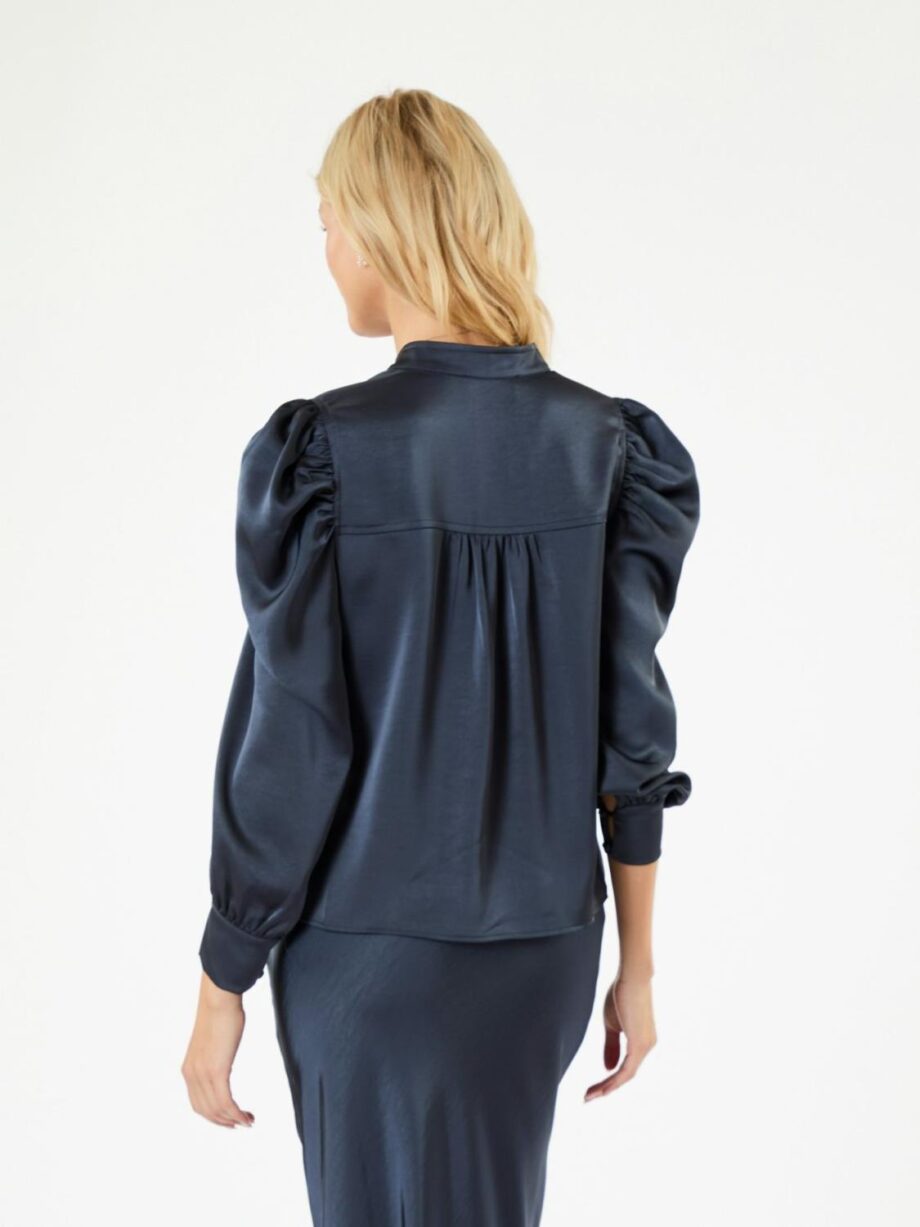 Neo Noir Rosslyn Heavy Sateen Blouse Midnight Blue
