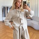 BY IC Bailey Bow Cardigan Beige