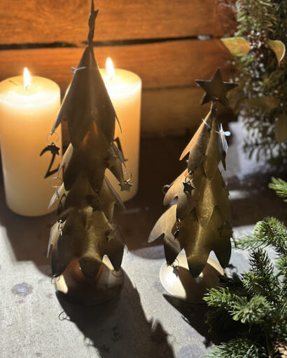 Juletre i metall med stjerner H 21 cm